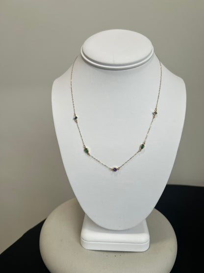 Sapphire, Tsavorite, and Amethyst Necklace