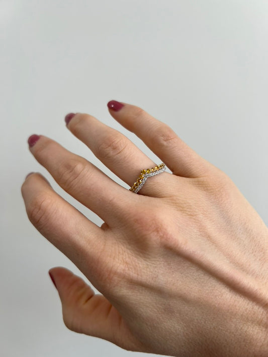Yellow Sapphire and Diamond Chevron Band