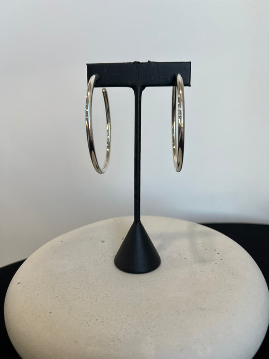 Large Sterling Silver Hoops - 3.5 mm wide