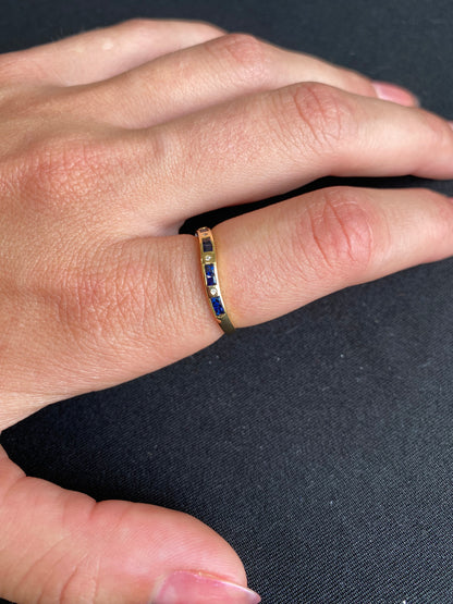 Sapphire Diamond Curve Stacking Band