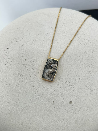 Drusy Tourmaline Gold Necklace