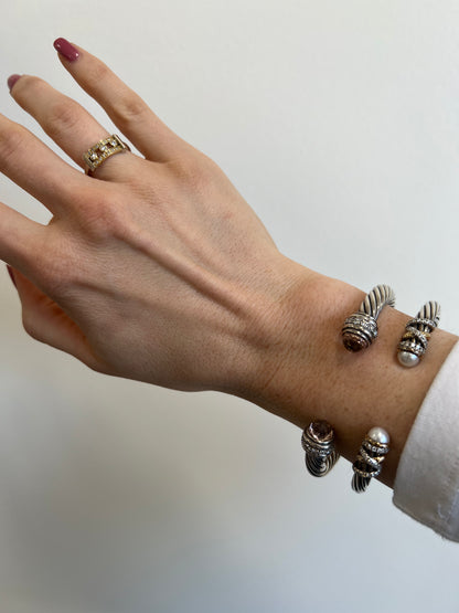 Cable Flex Bracelet with Diamonds and Smokey Quartz