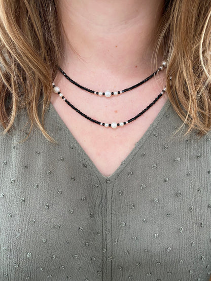 Spinel Pearl Accented Long Necklace