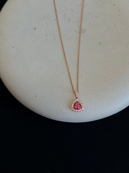 Pink Tourmaline Trillion Necklace