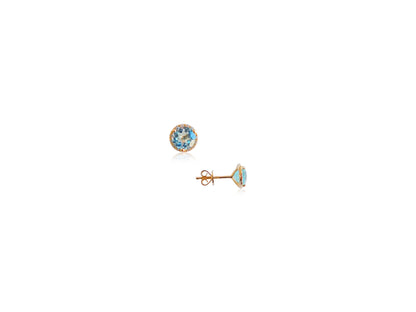 Blue Topaz Earrings With Halo