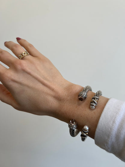 Helena Bracelet in Sterling Silver with 18K Yellow Gold, Pearls and Diamonds