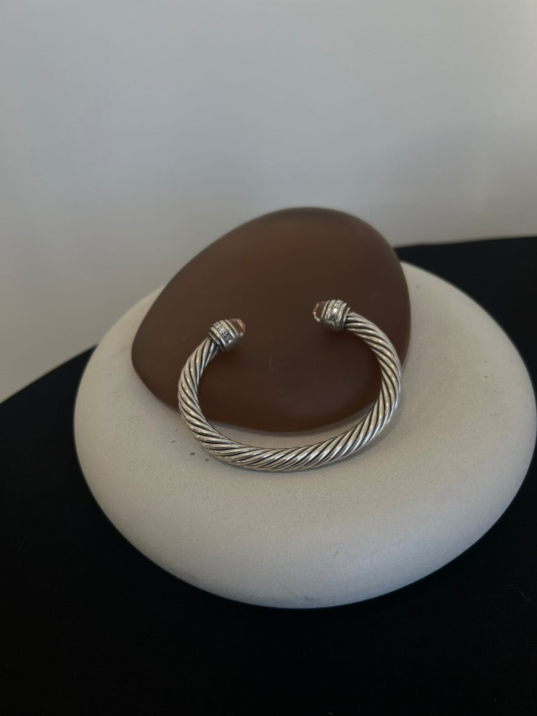 Cable Flex Bracelet with Diamonds and Smokey Quartz