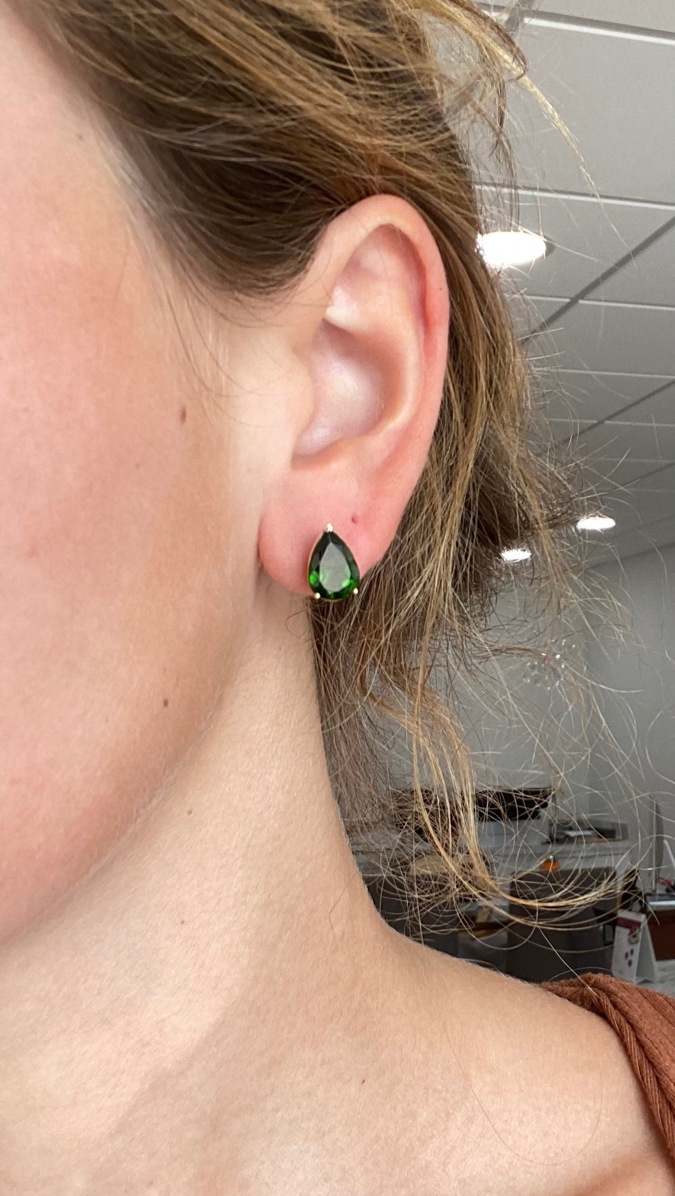 Chrome Diopside Pear Earrings