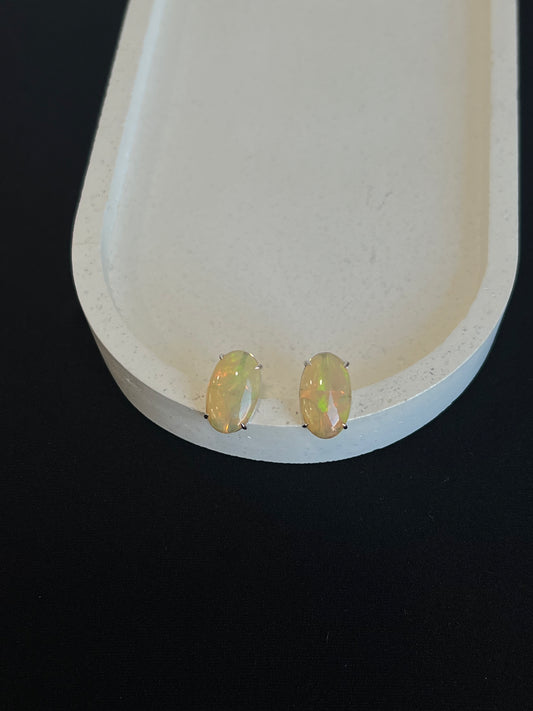 Oval Opal Earrings