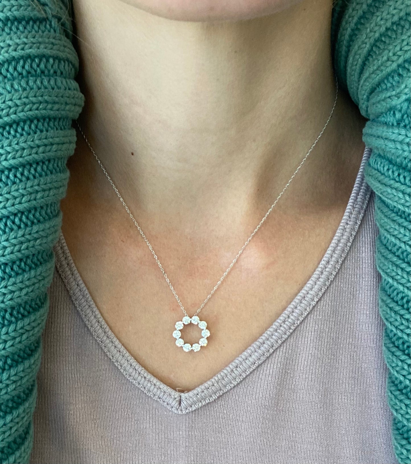 Circle Pendant with Lab Diamonds