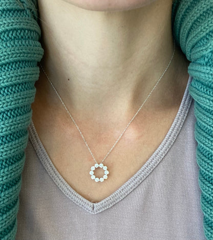 Circle Pendant with Lab Diamonds