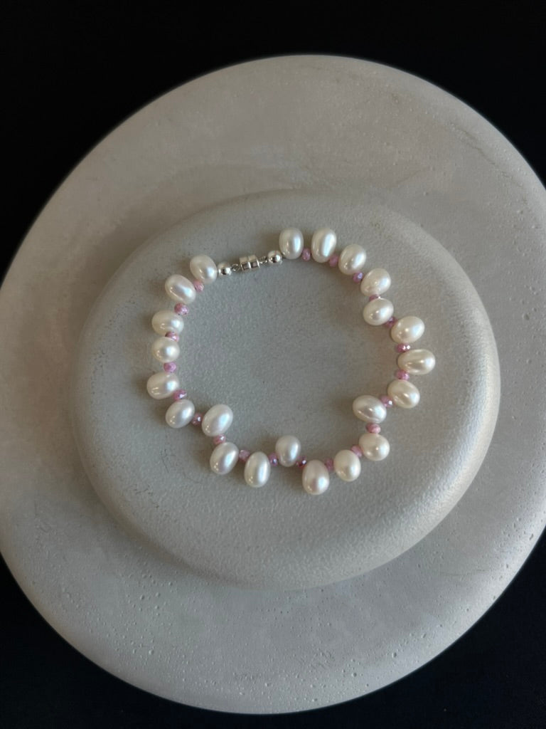 Pearl and Pink Sapphire Bracelet