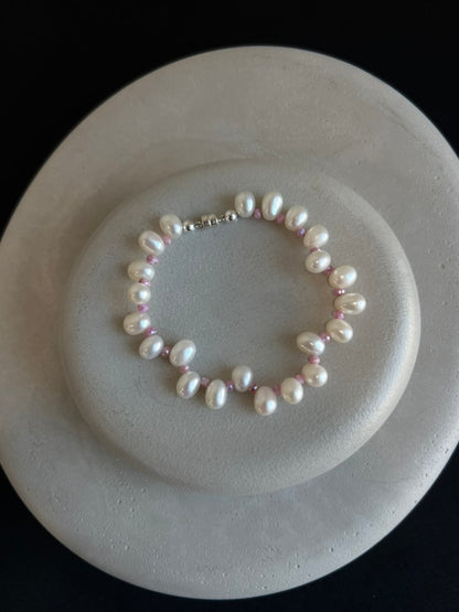 Pearl and Pink Sapphire Bracelet
