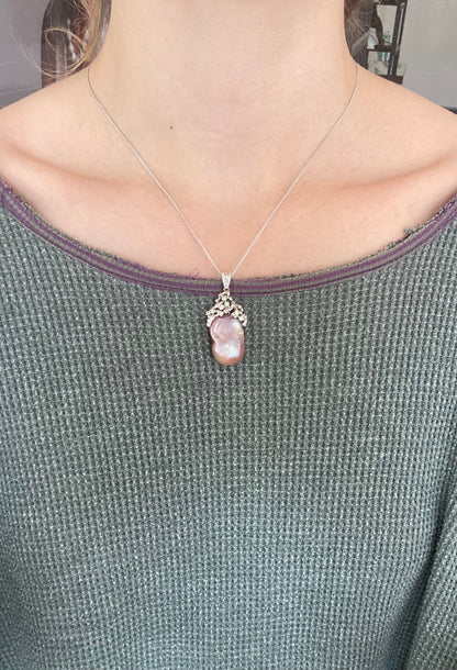 Baroque Pink Hued Pearl Pendant
