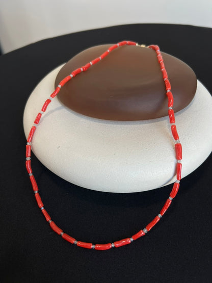 Coral and Labradorite Necklace