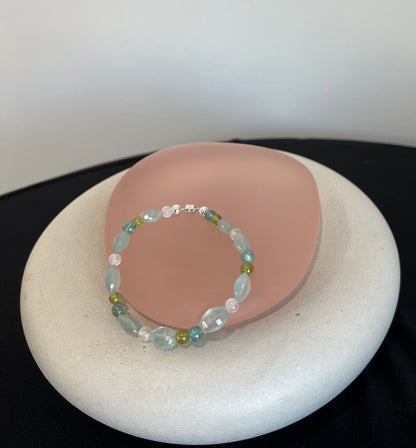 Aquamarine, Moonstone, Blue Topaz, and Peridot Bracelet