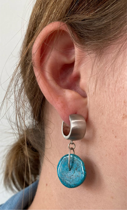 Turquoise Drop Hoop Earrings