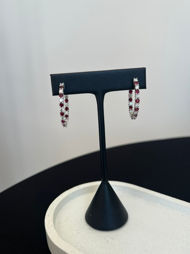 Ruby and Diamond Hoops