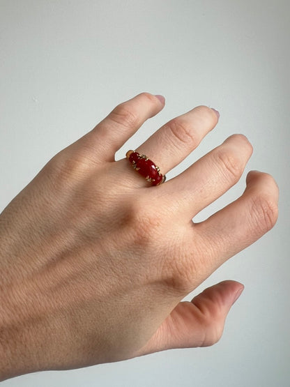 Coral and Diamond Ring