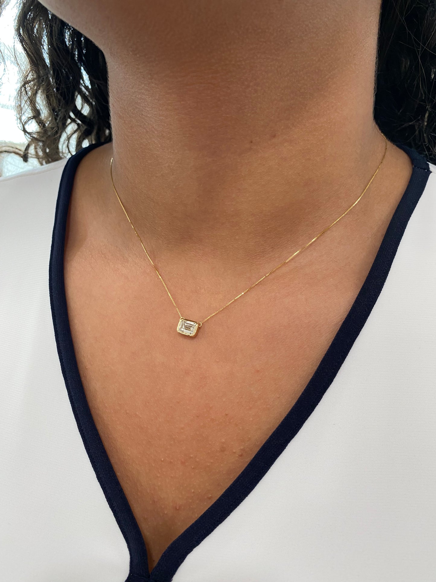 1 carat Emerald Lab Grown Diamond Solitaire Pendant