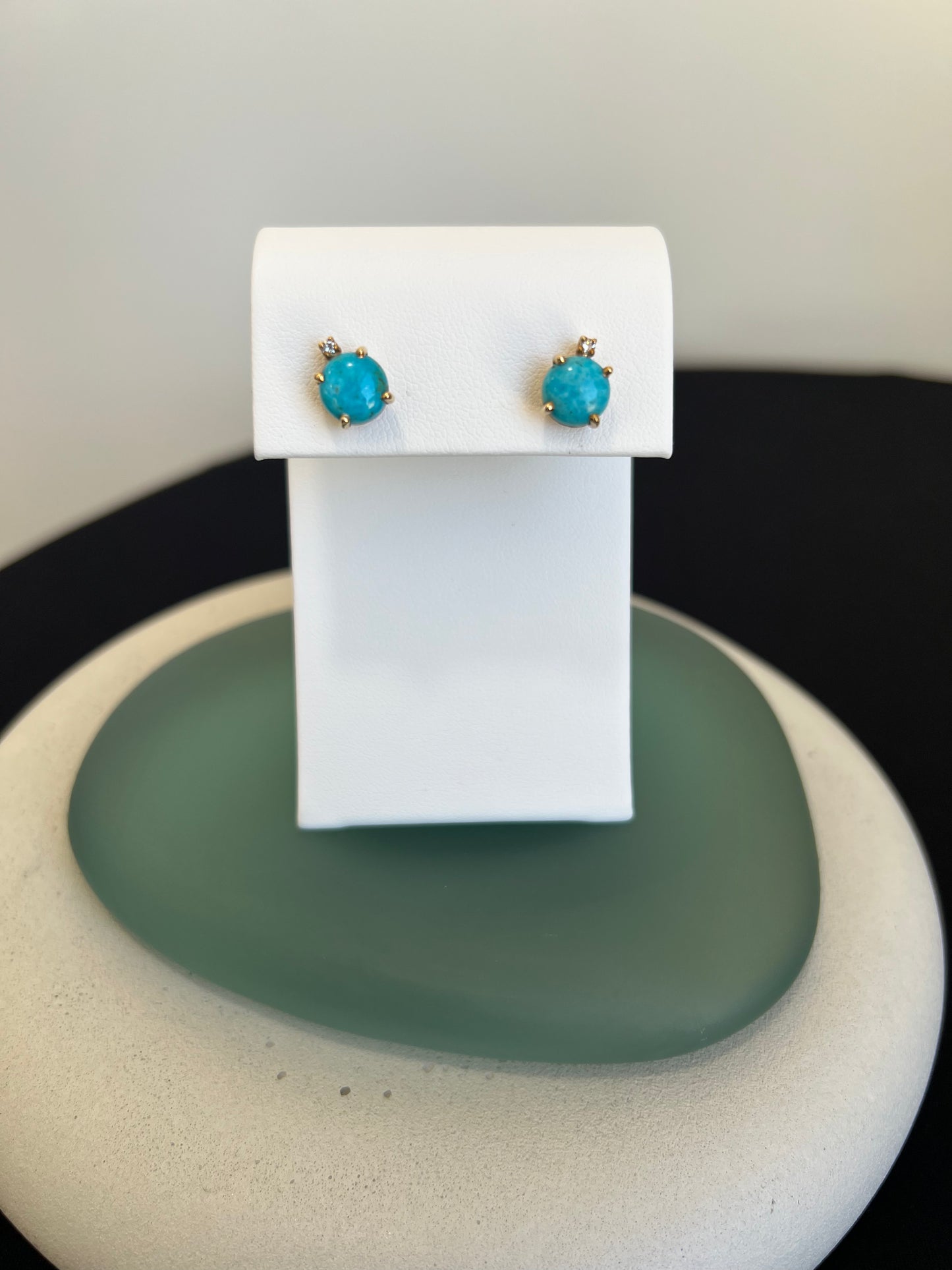 Turquoise and Diamond Studs