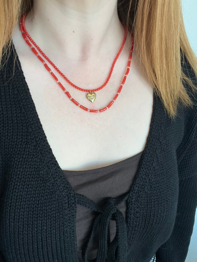Coral and Labradorite Necklace