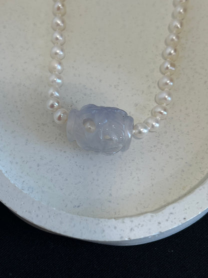 Lavender Jade and Pearl on Silk