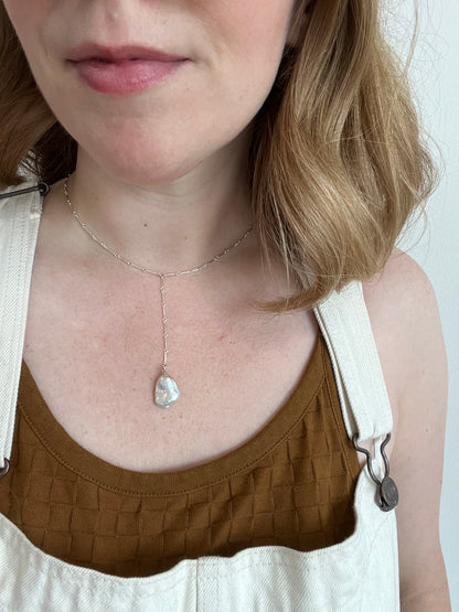 Baroque Pearl Lariat Style Necklace