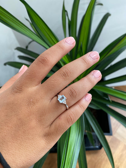 Aquamarine Diamond Accent Ring