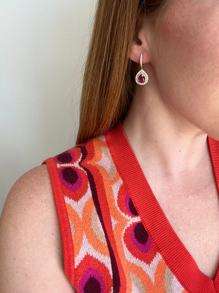 Pink Tourmaline and Diamond Drops