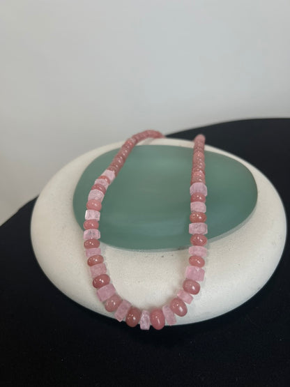 Guava Quartz and Pink Morganite Necklace