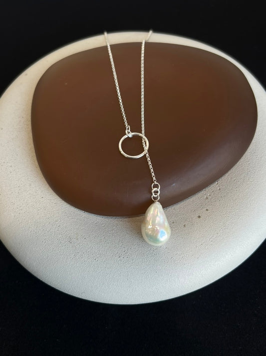 Pearl and Sterling Silver Lariat Necklace