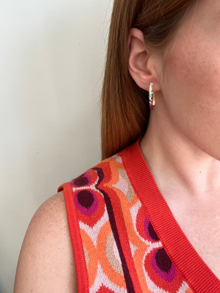 Pink Sapphire Ombre Hoops