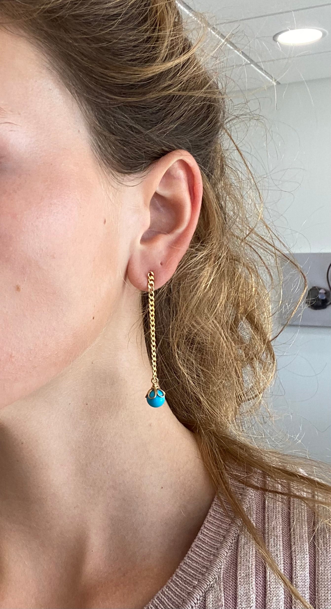 Gold Turquoise Drop Earrings