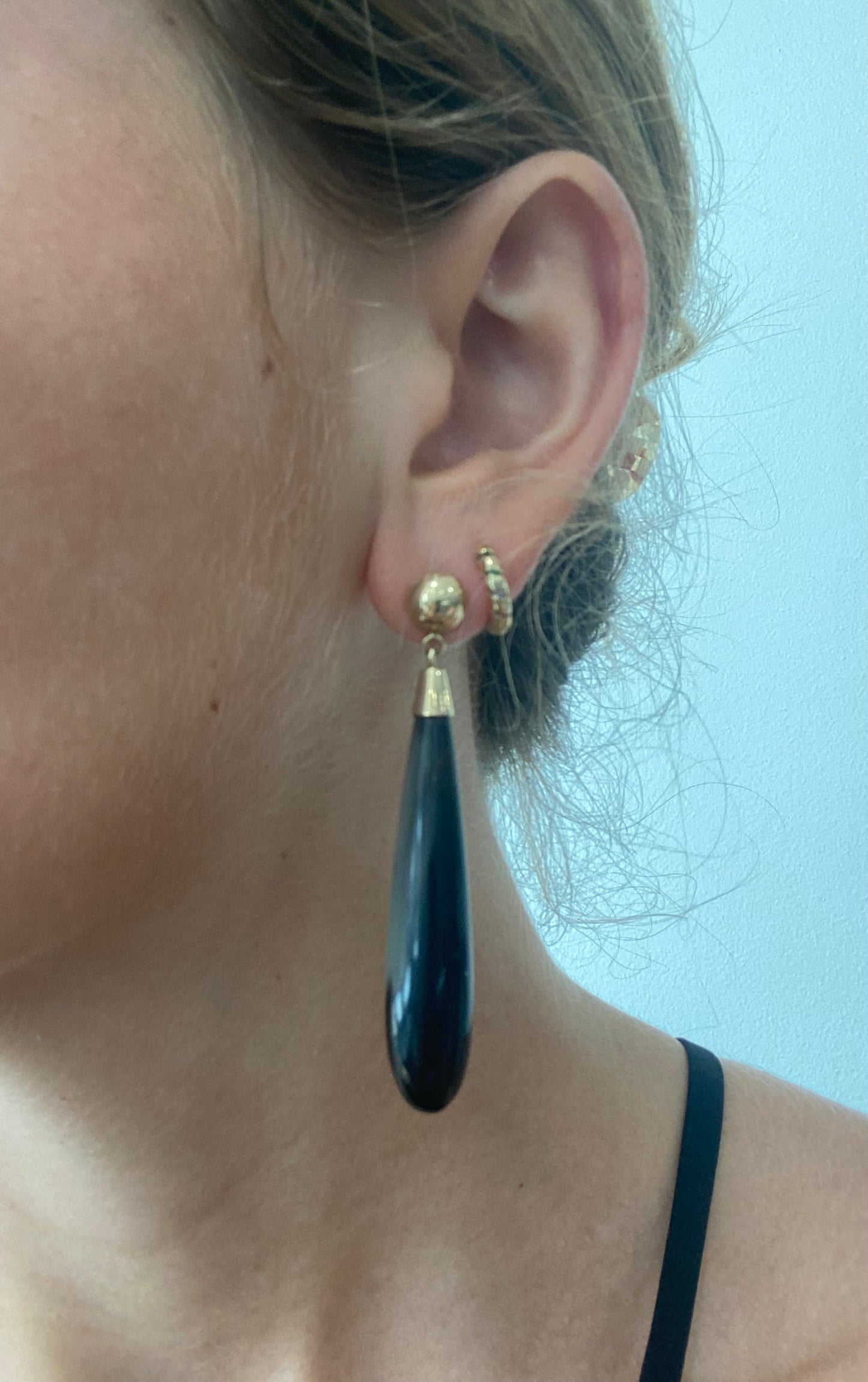 Gold and Buffalo Horn Earrings