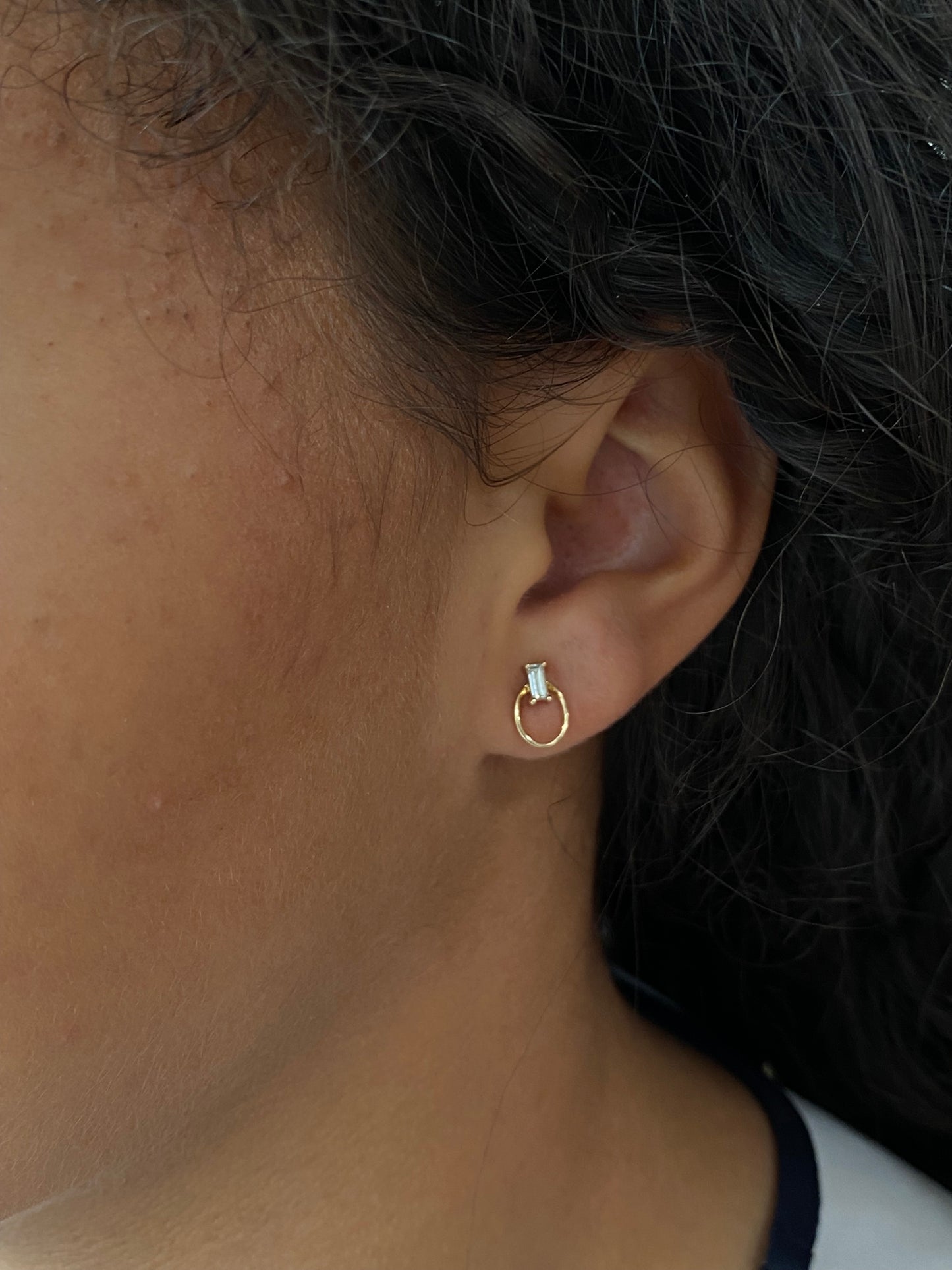 Baguette Diamond Circle Earrings