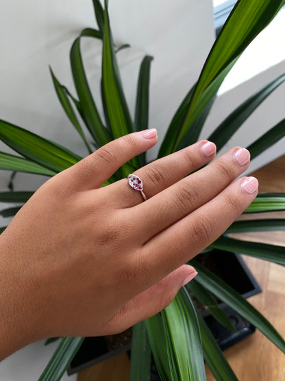 Ruby and Diamond Concave Disc Ring