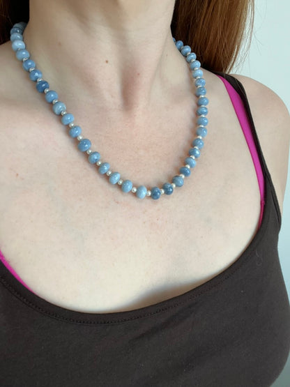 Blue Opal and Pearl Necklace