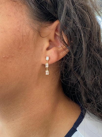 Lab Diamond Triple Dangle Earrings
