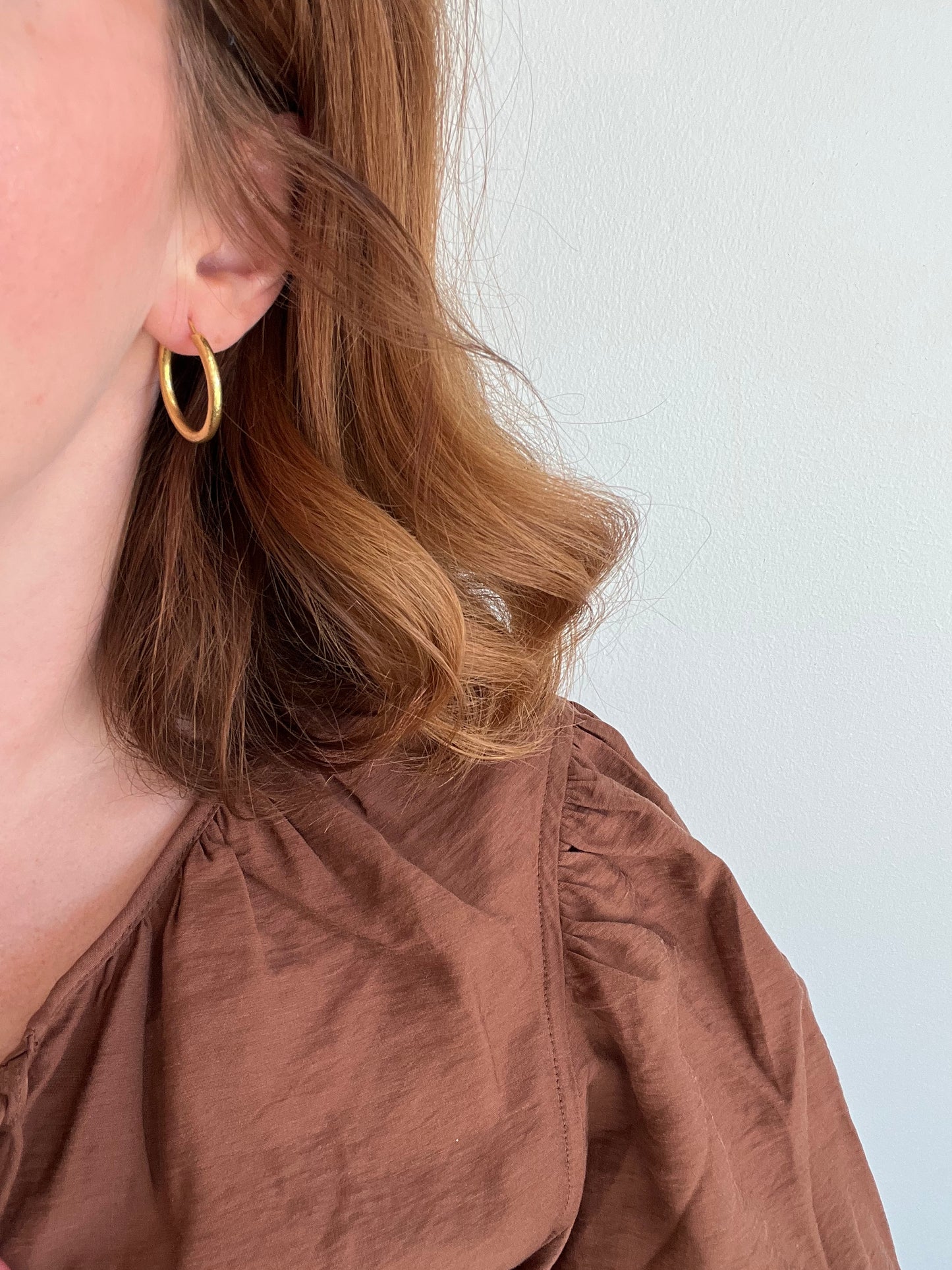 Gold Hammered Hoops
