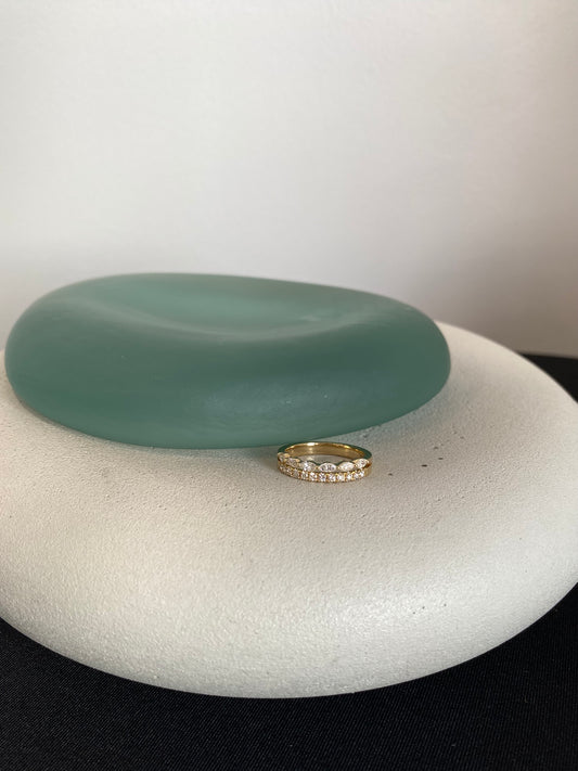 Marquise and Round Diamond Band - Yellow Gold