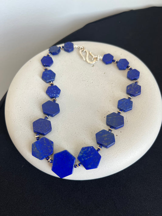 Lapis Geometric Necklace