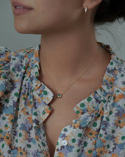 Teal Sapphire and Diamond Evil Eye Necklace