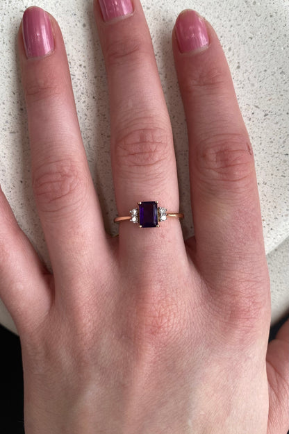 Amethyst Diamond Ring