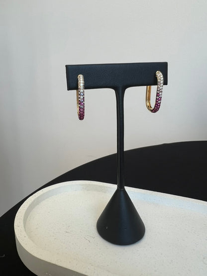 Pink Sapphire Ombre Hoops