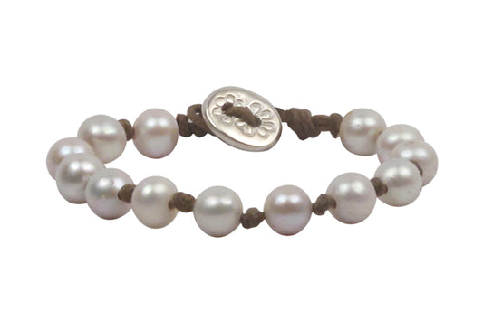 Pearl Bracelet with Silver Button