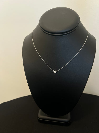 Lab Diamond Bezel Pendant - White Gold