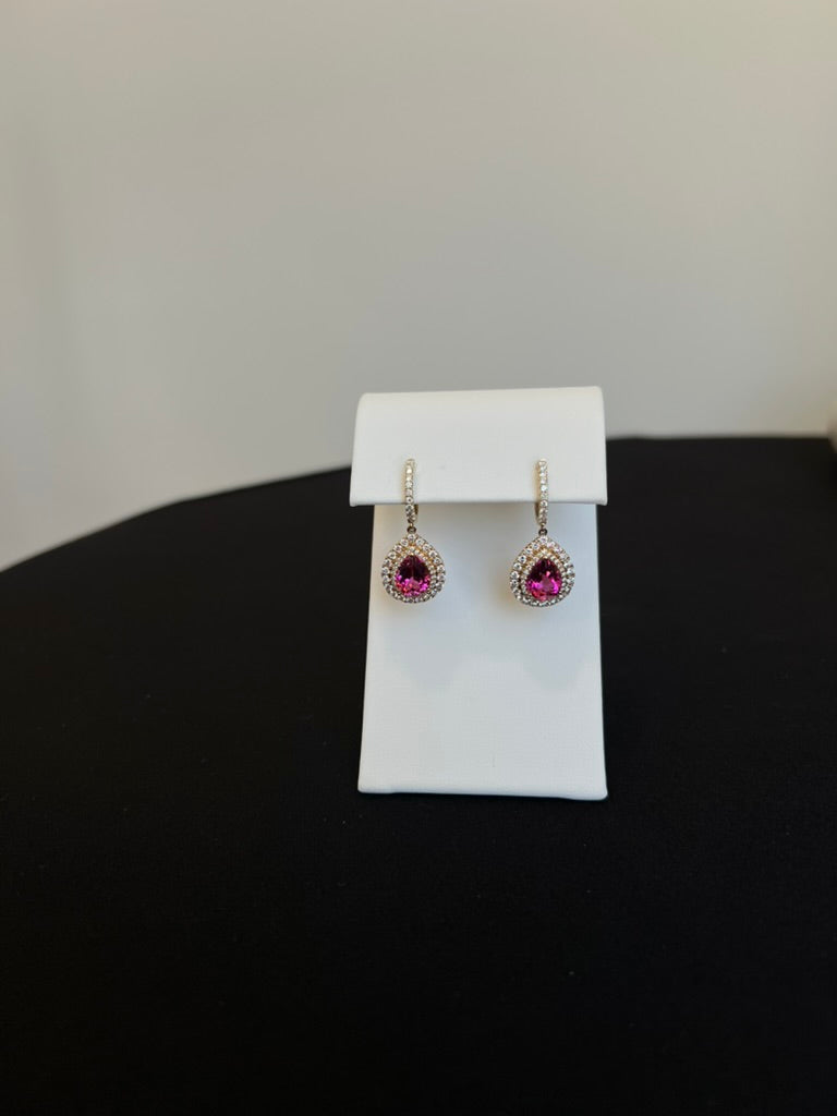 Pink Tourmaline and Diamond Drops