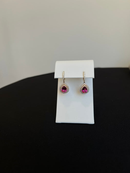 Pink Tourmaline and Diamond Drops