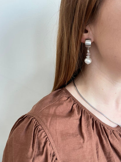 Pearl, Moonstone, and Pink Morganite Drops